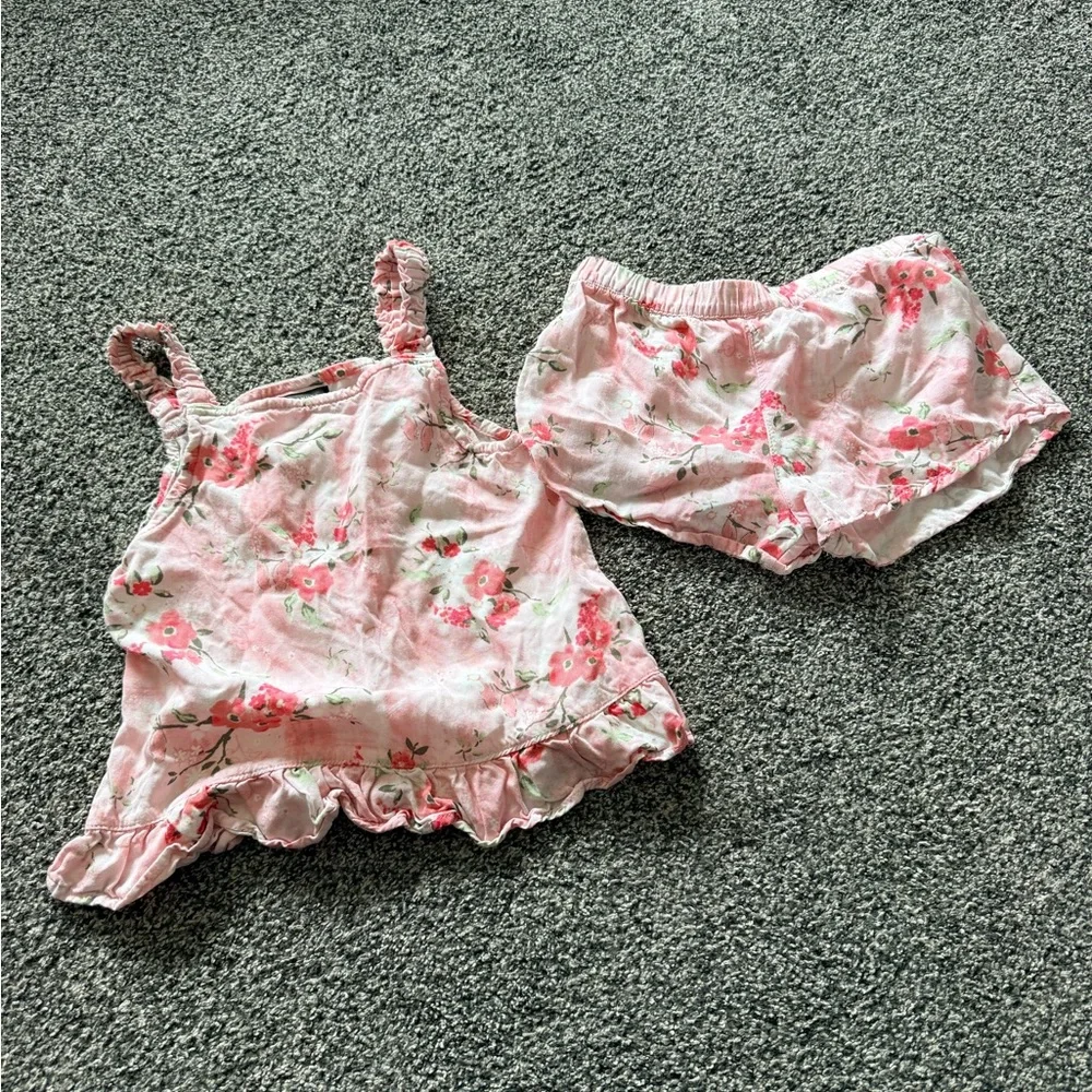 Vince Camuto Girls Floral Tank Top & Shorts Set Size 7 Pink Summer Outfit - Picture 5 of 8